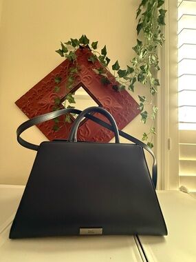 Zac Posen Navy Structured Women’s Top-Handle Bag with detachable strap